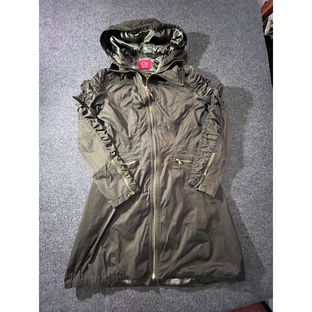 Ciao Milano Jacket Womens Small Green Full Zip Hoodie Ruffled Sleeves